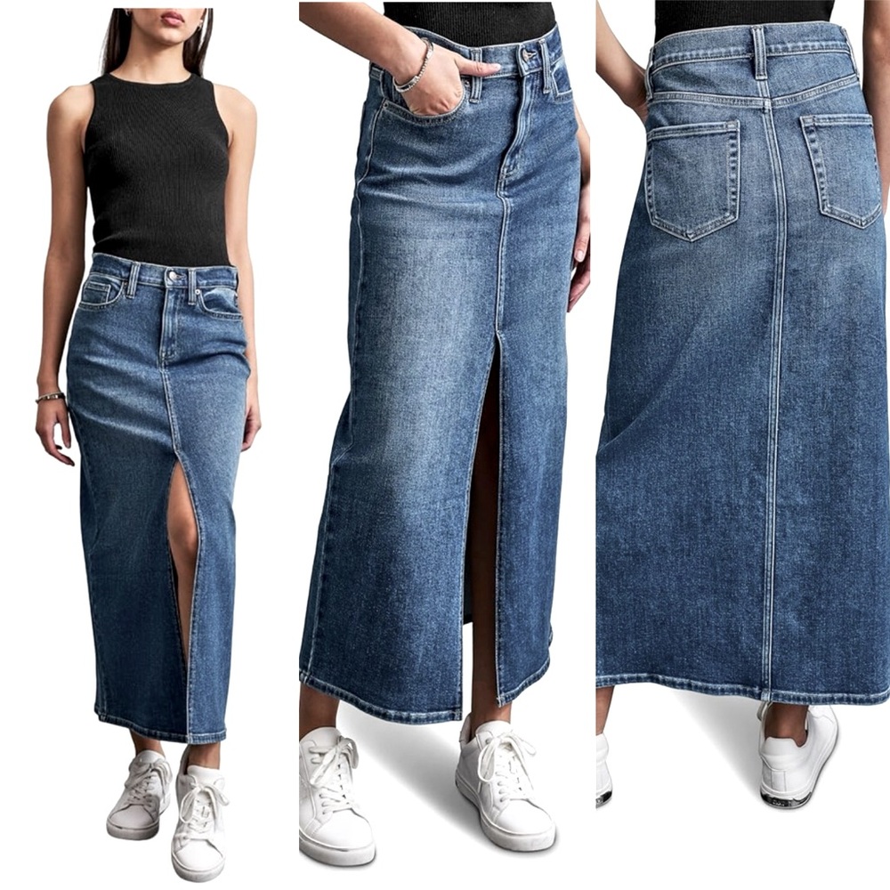 DKNY Denim Skirt, Front Slit, 26